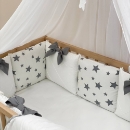 Set lenjerie patut bebe 7 piese White Stars (4)